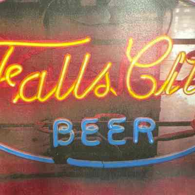 Falls City Neon Skeleton Sign