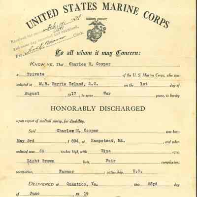 Discharge, Pfc Charles H. Cooper