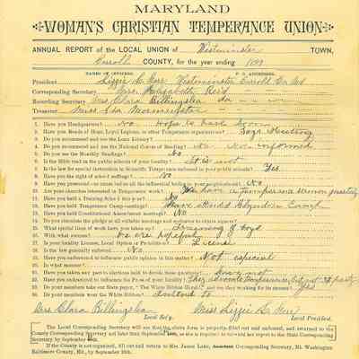 report, Woman's Christian Temperance Union