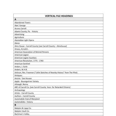 Vertical Files Index