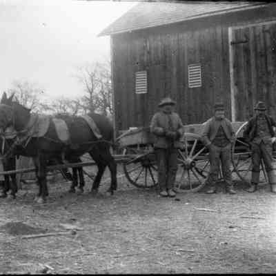 mules & wagon, 3 men