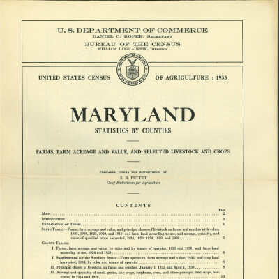 United States Census of Agriculture: 1935, Maryland Statistics by Counties