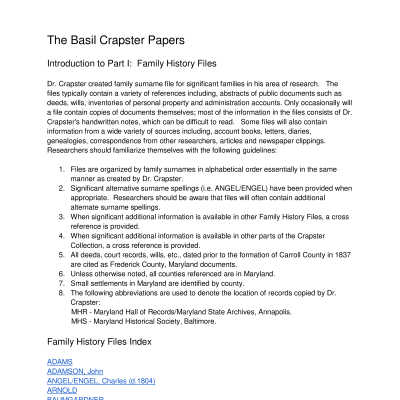 Basil Crapster Papers Part 1