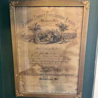 Carroll County Agricultural Society Certificate