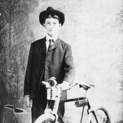 Soloman Wantz with bicycle (1885 - 1959)