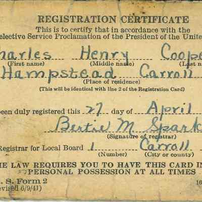 Draft Card, Charles H. Cooper