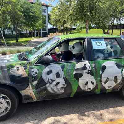 131, Painted Car, Pandamonium, Kelly Packard-Rowley & Jim Robertson