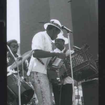 044, Zydeco Travelers perform on flatbed, NA