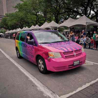 073, Flaming Rainbow Van, Becky and Georgia Mustachio