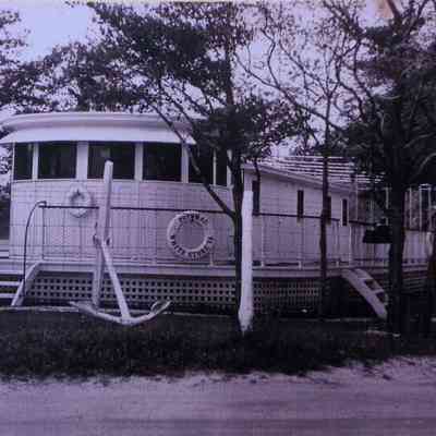 Oblique shot showing fore and port side.