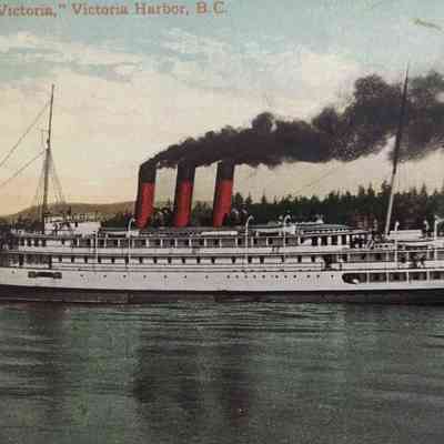 Side angle, medium shot of port.