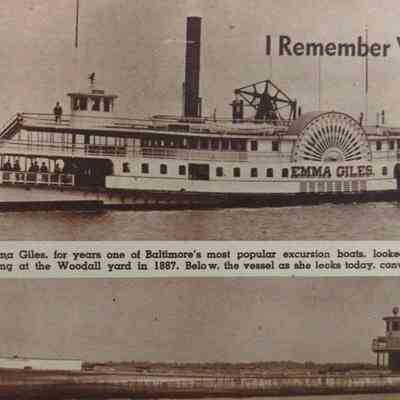 Port view of steamer and of the barge she was converted into.