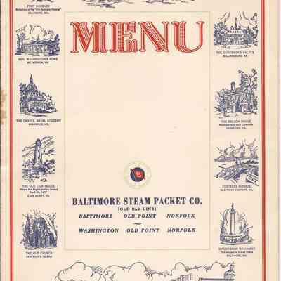 Menu -- Baltimore Steam Packet Co. (Old Bay Line)