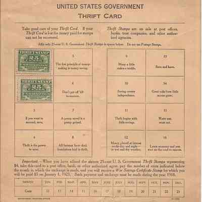 Inside of U.S. Thrift Card: Origsize: 7½"x7" full, 7½"x3½"; Origformat: Book; Negno: n/a