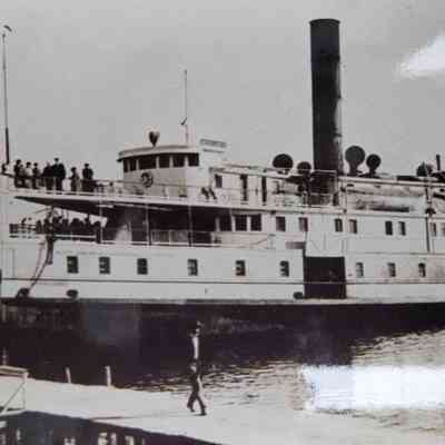 Oblique angle, medium shot of port.