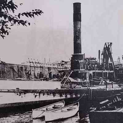 Being dismantled after a fire in 1935.
