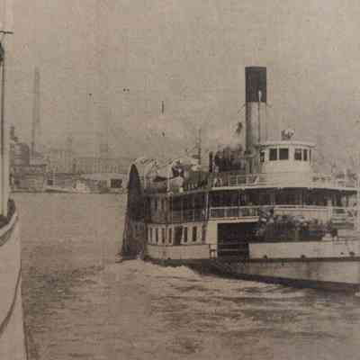 Oblique view of bow and partial starboard.