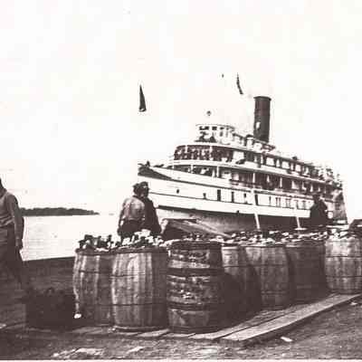 Steamboat Picking up Freight From Merry Point Dock