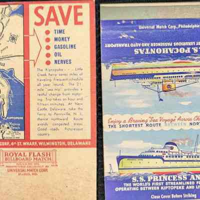 Virginia Ferry Corp. Matchbook Cover