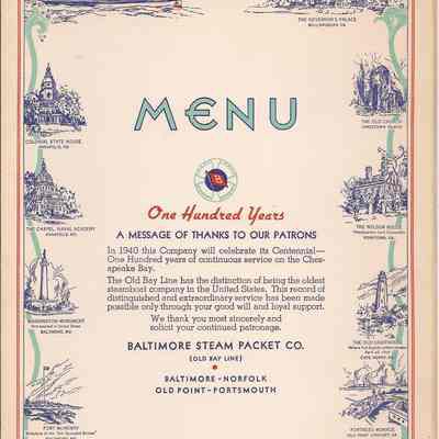 Menu, One Hundred Years