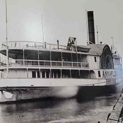Stern and starboard side docked.