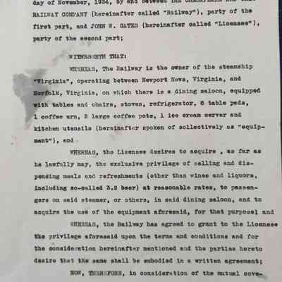 Galley operating agreement, page 1.