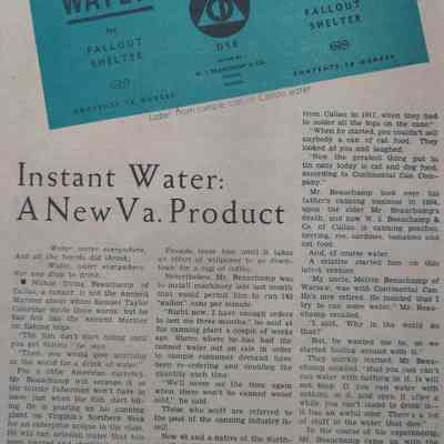 Instant Water: A New VA Product