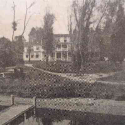 Clipping from an unidentified newspaper.: This picture postcard of the Irvington Beach Hotel, back in the days when a one-cent stamp carried a postcard, was furnished by R. H. Rilee of Brookline, Mass.  On the reverse side of the card are these lines, "Irvington Beach Hotel, modern and excellently equipped, is widely known and patronized by professional men and people desiring the best food (seafood a specialty), rest, good fishing, bathing.  All conveniences, private baths, shower and tub, twin beds, electric fans, steam heat, private garages and cottages.  Magnificent surroundings make this a popular all-year resort for those seeking recuperation and for commercial people.