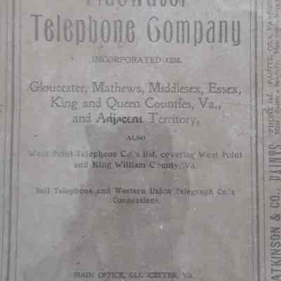 Telephone Directory for Gloucester, Mathews, Middlesex, Essex, King and Queen Counties, Va., and Adjacent Territory