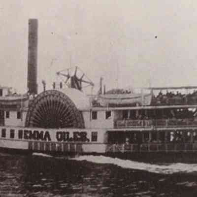 Oblique view of port and stern.