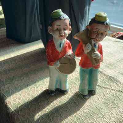 Pair of Bisque Plaster 2 Man Band