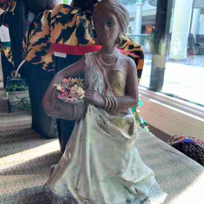 Woman Carrying Basket Bisque Figurine