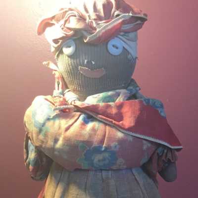 1900 Blue Floral Bottle Doll