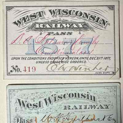 1870s West Wisconsin railway passes