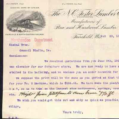 NC Foster Lumber co letterhead