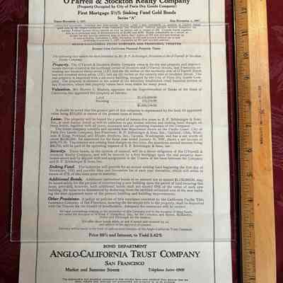 Bond Information from the Anglo-California Trust Co.