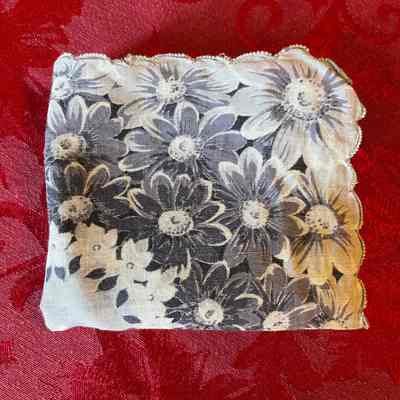 Gray Floral Handkerchief