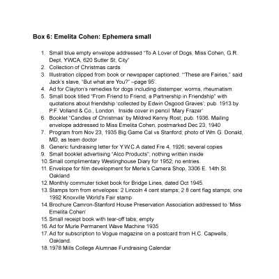 06. Emelita Cohen: Ephemera small items