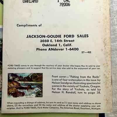 Rear cover: Addressed to E. Cohen, 1440 29th Ave, Oakland, 1, Calif 72006
Front cover- "Fishing from the Rocks" is one of four watercolors in this issue by Nelson Sandgren illustrating spectacular senes in the vicinity of Yachats, Oregon. For the story of Yachats, as told by Nelson H. Randall, turn to page 38.