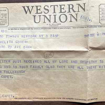 20. Emma B Cohen: Condolences on Emma's death 1945