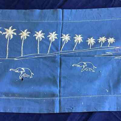 Elephant embroidered table runner