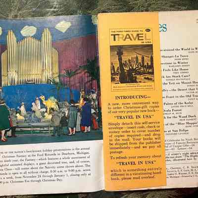 Rear flyleaf: Upper: People standing in front of creche. Lower: "One of the nation's best-known holiday presentations is the annual Christmas Fantasy at the Ford Rotunda in Dearborn, Michigan..."