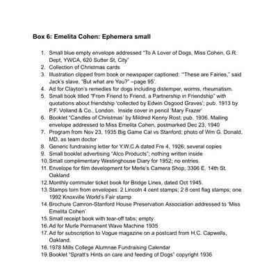 06. Emelita Cohen: Ephemera small items