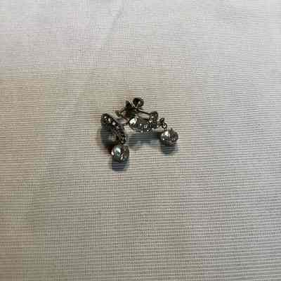 Pair of Silver and Faux Diamond Screw Back Earrings