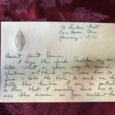 Letter to Emma from her niece "Sister"