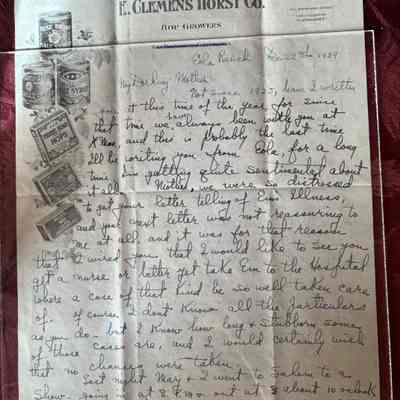Douglas and Marj’s letter to Emma Concerning Emelita’s Sickness