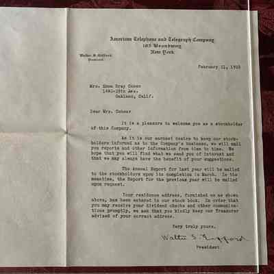 American Telephone and Telegraph Company Letter