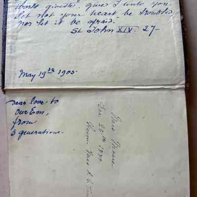 Inscription in 'Imitation of Christ' book