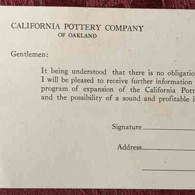 California Pottery Company Card