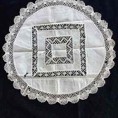 Large cotton and crocheted textile